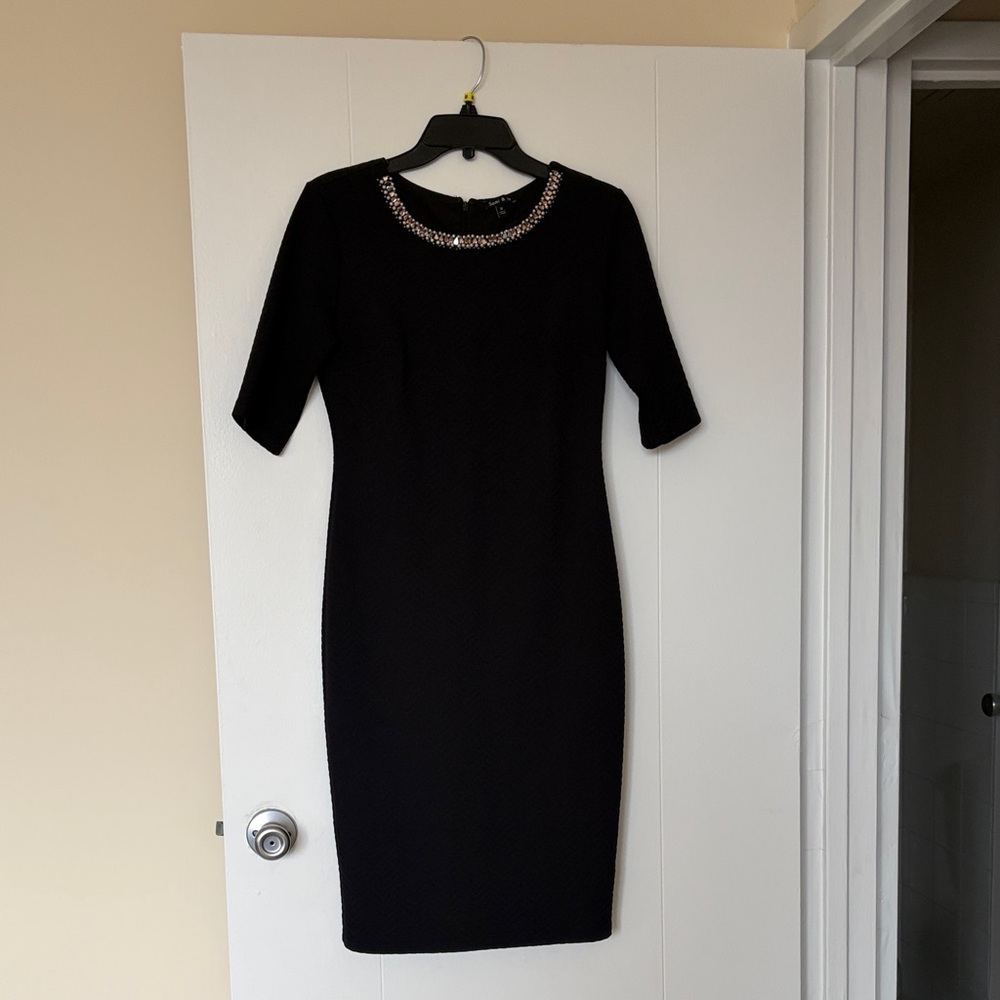 Sami & Jo Black Dress with Embellished Neckline
